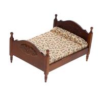 GETAJGHSD Miniature Doll House Double Bed Furniture for Bedroom Decor Realistic Proportions for Landscape Decoration and Photo Props Compatible with Dolls and Miniatures
