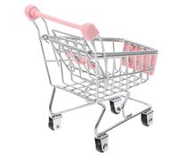 GETAJGHSD Miniature Supermarket Cart for Compact Pink Mini Decor Handcart Realistic Simulation Shopping Basket for Dollhouse DIY Model Accessory and Childs Plaything