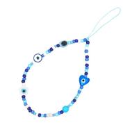 GETAJGHSD Mobile Phone Wrist Strap 12mm White Glass Heart-Shaped Beads Blue Glass Seed Beads for Colleagues and Daily Use Simple Installation