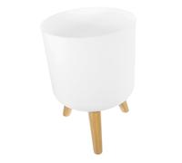 GETAJGHSD Modern Flowerpot with Wood Stand Large Break-resistant Plant Container for Indoor and Outdoor Use Home Garden Floor Planter with Sturdy Pot Stylish White Plant Holder