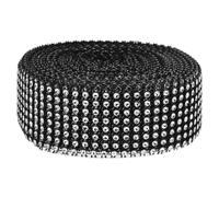 GETAJGHSD Multi-Function Rhinestone Ribbon Roll Black Plastic Decorative Craft Trim Cuttable and Super Glittering for Celebration and Bridal Bouquets