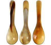 GETAJGHSD Natural Horn Coffee Spoons 3pcs Set, 14cm Wear-Resistant Reusable Dessert and Cake Spoons with Unique Colors, Portable Vintage Kitchen Flatware for Coffee and Dessert Serving