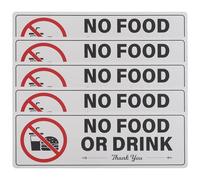 GETAJGHSD No Eating or Drinking Warning Stickers 5 Pieces, Self-Adhesive Safety Labels for Workshop and Factory Walls, Indoor Outdoor Use in Public and Office Spaces