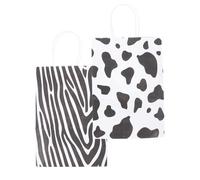 GETAJGHSD Paper Bags with Handles, Multi-purpose 24pcs Black and White Zebra Cow Pattern Wrapping Bags for Party Favour and Kitchen Storage