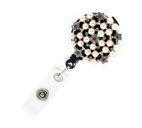 GETAJGHSD Pearl Design Badge Holder Alloy Full Rhinestone Badge Reel Not Easy to Fall Off Beautiful Design Does Not Damage Clothes Work Cards Holder for Teachers and Office Professionals