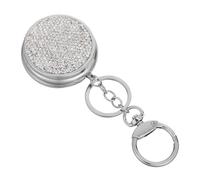 GETAJGHSD Portable Mini Pill Box Keychain with Clearly Separated Compartments and Easy One-Handed Operation, Silver Plastic and Metal Travel Medicine Organizer for Outdoor and Travel