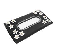 GETAJGHSD Pu Leather Car Tissue Box Holder for Vehicle with Single-handed Tissue Pull and Easy Installation Flower Design for Rv and Ship Use Black Car Accessories for Sun Visor