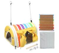 GETAJGHSD Rainbow Yellow Small Parrot Hanging Hammock Bird Nest Tent Cloth Sleeping Bed for Canaries Parakeets Pet Bird Cage Accessory with Breathable Design