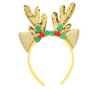 GETAJGHSD Reindeer Headband Cheer Props Christmas with Pink Fabric Antler Decoration, Eye-catching Elk Ears Hairband Random Color and Boys and Concerts Accessories
