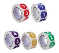 GETAJGHSD Self-Adhesive Number Stickers 1-5, Small Sticky Number Labels for Office, Home, School Organization 5 Rolls Consecutive Digit Circles for Inventory and Storage