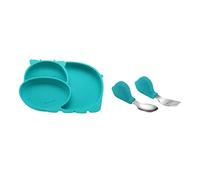 GETAJGHSD Silicone Baby Divided Plate Set Fork and Spoon 100% Food-Grade Silicone Easy to Clean for Toddler Weaning and Training Suitable for Infants and Young Children