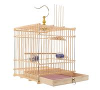 GETAJGHSD Small Bamboo Bird Cage for Pet Birds Portable Travel Cage Detachable Feeders for Parakeets Cockatiels Finch for Office Garden Balcony Use