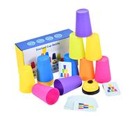GETAJGHSD Stacking Cups for Educational Early Learning Game Interactive Cup Challenge with Cards Bell for Developing Parent Bonding