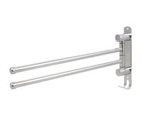 GETAJGHSD Stainless Steel Towel Holder Rack with Double Hooks, Swivel Punch-Free Towel Organizer Bar for Space Saving, for Home and Hotel Use