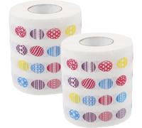 GETAJGHSD Toilet Tissue Roll with Delicate Printed Egg Patterns 2 Rolls Easter Made of Wood Pulp for Comfortable Everyday Use and Practical Bathroom Experience