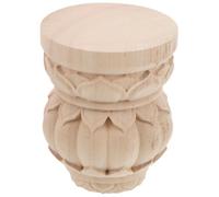 GETAJGHSD Unpainted Wooden Finials for Stair Posts and Railings, Decorative Fence Finials with Sturdy Wood Material and Carving, Lotus Motif Design Round Platform Base, for Stair Post