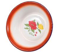 GETAJGHSD Vintage 16cm Deep Flower Pattern Enamel Bowl, Household Enameled Soup and Food Storage Basin, Retro Kitchen Mixing and Serving Bowl for Dining Entertaining