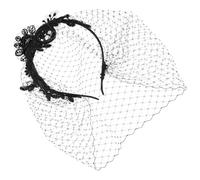 GETAJGHSD Vintage Black Fabric Mourning Veil Headband with Decorative Effect, Elegant Bridal Hair Accessories for Special Occasions and Weddings