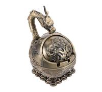 GETAJGHSD Vintage Wind-proof Decorative Metal Ashtray Lid Portable Dragon Design Smokeless Indoor Outdoor Home Patio Tabletop Ornament