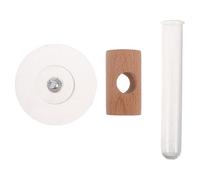 GETAJGHSD Wall Hanging Plant Container with Glass Hydroponic Tubes and Solid Wood Stand Japanese Style Bathroom Wall Planter for Air Plants and Flower Arrangements for Home Office Decor