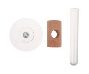 GETAJGHSD Wall Hanging Plant Container with Glass Hydroponic Tubes and Solid Wood Stand Japanese Style Bathroom Wall Planter for Air Plants and Flower Arrangements for Home Office Decor