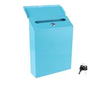 GETAJGHSD Wall Mounted Iron Mail Storage Box with Lock Suitable for Newspaper and Suggestion Collection Blue