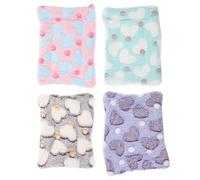 GETAJGHSD Warm Coral and Sherpa Fleece Mattress Pads Small Animal Bed Set 4pcs Comfortable Sleep Mats Keep Pets Cozy and Comfortable for Guinea Pigs and Puppies for Floor or Living Space