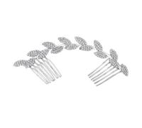 GETAJGHSD Wedding Hair Accessory Rhinestone Hair Comb for Bride Silver Zinc Alloy Elegant Bridal Headdress Oval Leaf Design Suitable for Weddings and Engagements