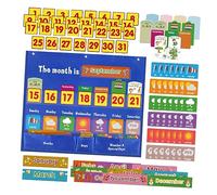 GETAJGHSD Weekly Calendar Pocket Chart Educational Wall Hanging Calendar Bag with Cards for Classroom Teaching and Weather Learning for Kindergarten and Elementary Schools
