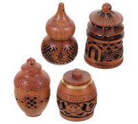 GETAJGHSD Wood Diffuser Pendant 4pcs Traditional Chinese Aesthetic Hollow Carved Aromatherapy Jewelry Portable Essential Oil Satchel Charm for Home and Car Fragrance