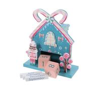 GETAJGHSD Wooden Perpetual Calendar Christmas Countdown Calendar Blocks Festive Nutcracker Desk Decoration for Home Office Desktop Advent Ornament Blue