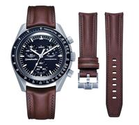 Getalia Italian Full grain vegetable tanned leather watch Bands Curved Strap,Compatible with Omega X Swatch Moonswatch Speedmaster Swatch Watch straps Men Women (Coffee-width：20mm)