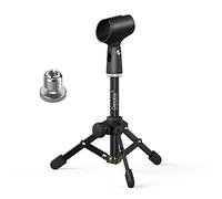Getaria Desktop Microphone Stand -Folding Tripod Mic Stand with Clip, 5/8" to 3/8" Metal Screw Adapter Compatible with Snowball, Shure SM7B, Most USB & XLR Mics