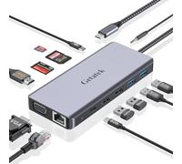 Getatek12-in-1 Docking Station with 4K HDMI,VGA,Ethernet,USB A 3.0 Data Port and USB C 5Gbps Port,100W PD Charging,SD/TF/MS Card Reader and 3.5MM Audior for MacBook, Acer, Laptops, Surface and More