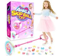 Getatoy Toys for 3-8 Year Old Kids: Ankle Skip Ball Toy for Kids Gifts for 3 4 5 6 7 8 9 10 Year Old Boys Girls Flashing Wheel Skip Ball Fitness Sports Toy Outdoor Skipping Game Toys Pink