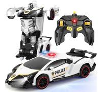 Getatoy Transforming Remote Control Police Car Toys for 3-8 Year Old