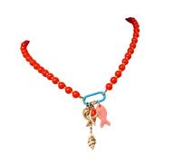 Getaway Statement Necklace Colorful Beaded Beach Charm Neck Chain, Collarbone Length Accent for Relaxed Daily Wear Coastal Necklace Beach Inspired Jewelry Collarbone Chain Colorful Charm Piece Casual