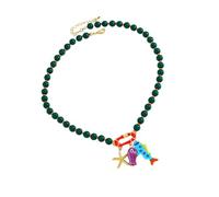 Getaway Statement Necklace Colorful Beaded Beach Charm Neck Chain, Collarbone Length Accent for Relaxed Daily Wear Coastal Necklace Beach Inspired Jewelry Collarbone Chain Colorful Charm Piece Casual