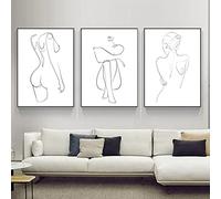 GETBEE Set of 3 abstract line painting minimalist woman body line canvas art posters and prints, interior aesthetic wall art decoration 40 x 50cm No Frame