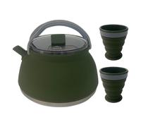 GETBSTOOP 1.5L Portable Camping Kettle Silicone Kettle with Handle Outdoor Collapsible Kettle Stainless Steel Bottom Collapsible Water Boiler for Hiking Backpacking