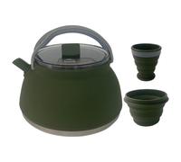 GETBSTOOP 1.5L Portable Camping Kettle Silicone Kettle with Handle Outdoor Collapsible Kettle Stainless Steel Bottom Collapsible Water Boiler for Hiking Backpacking