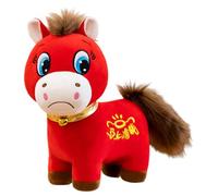 GETBSTOOP 2026 New Year of The Horse Plush, 9.84 Inches Funny Smiling/Crying Horse Plush Figurine, Lucky Chinese Lunar New Year Red Mascot Zodiac Horses Ornament for Home Store Tabletop Car Decor