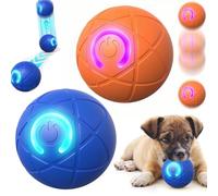 GETBSTOOP 2Pcs Interactive Dog Balls, Vibrating Dog Rolling Ball, USB Rechargeable Dogs Interactive Toy with LED Flash Light, Automatic Moving Pet Ball for Dogs Cats Indoor Outdoor Play