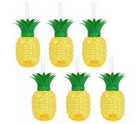 GETBSTOOP 3/6PCS Hawaiian Summer Party Cup 500ml Pineapple/Strawberry Shape Drinking Cup Tropical Summer Cups with Straw Creative Birthday Party Decoration