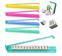 GETBSTOOP 4PCS Mahjong Racks with Pushers, 4 Colors Acrylic American Majiang Tile Racks, Imports Modern Mahjong Racks, Mah Jongg Accessories