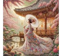 GETBSTOOP 5D DIY Partial Special Shaped Drill Diamond Painting Kit, DIY Japanese Geisha Diamond Art Kits for Beginner, Rhinestone Home Wall Decoration Art Craft