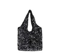 GETBSTOOP Black Sequin Bag for Women Girls Glitter Sparkly Shoulder Tote Bag Large Capacity Shiny Shopping Bag Pouch Travel Daily Purse