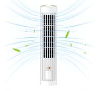 GETBSTOOP Bladeless Tower Fan USB Rechargeable Electric Fan Standing Quiet Cooling Fan Mini Vertical Air Conditioner Portable Fan 90° Vibration Standing Fan Floor Bladeless Fan with Remote
