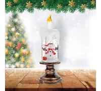 GETBSTOOP Christmas Flameless Candles, Led Flameless Battery Operated Candle, Parkly Glitter 3D Fire Wick Flickering Flame Candles, Snow Globe Candle Lights for Christmas Decorations