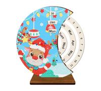 GETBSTOOP Diamond Art Painting Calendar, 5D DIY Diamond Painting Rotating Calendar Wooden Ornaments Paper Advent Calendar Desk Decor Kit Perpetual Calendar Christmas Gifts